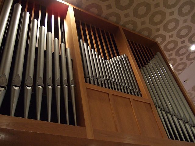 The organ in the choir loft